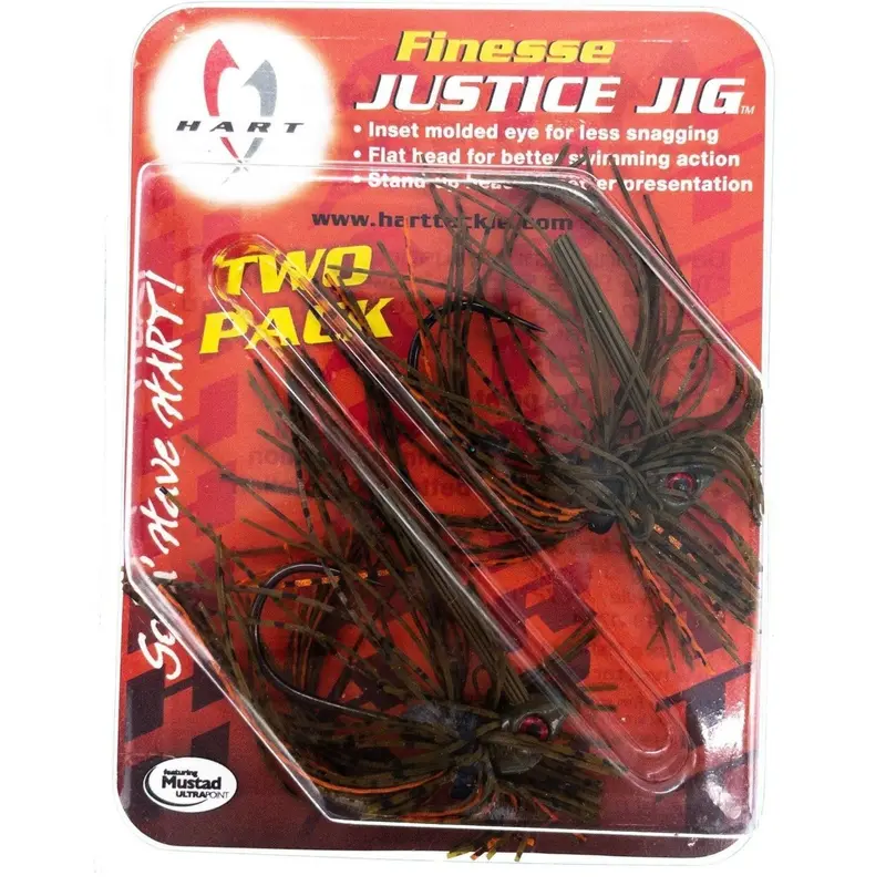 Hart Tackle Finesse Justice Jig – Green Pumpkin Orange, 5/16 Oz, 2-Pack 1