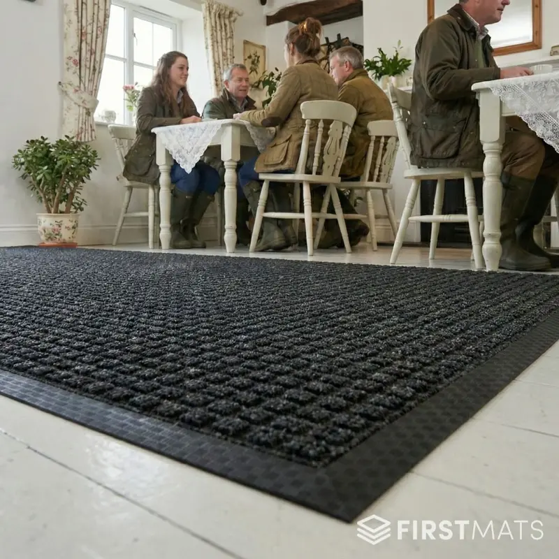 Heavy-Duty Cafe Entrance Mat – All-Weather Scraper Design 1
