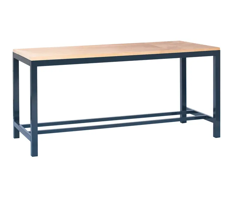 Heavy-Duty Workbench With Natural Wood Worktop Surface 1