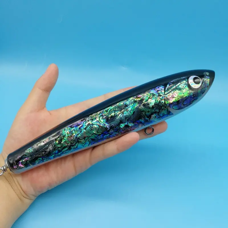 Hoofish Handcrafted Deep-Sea Topwater Lure – 120 G Wooden Stickbait, 22 Cm, Gt-Specific Surface Trolling Design 1