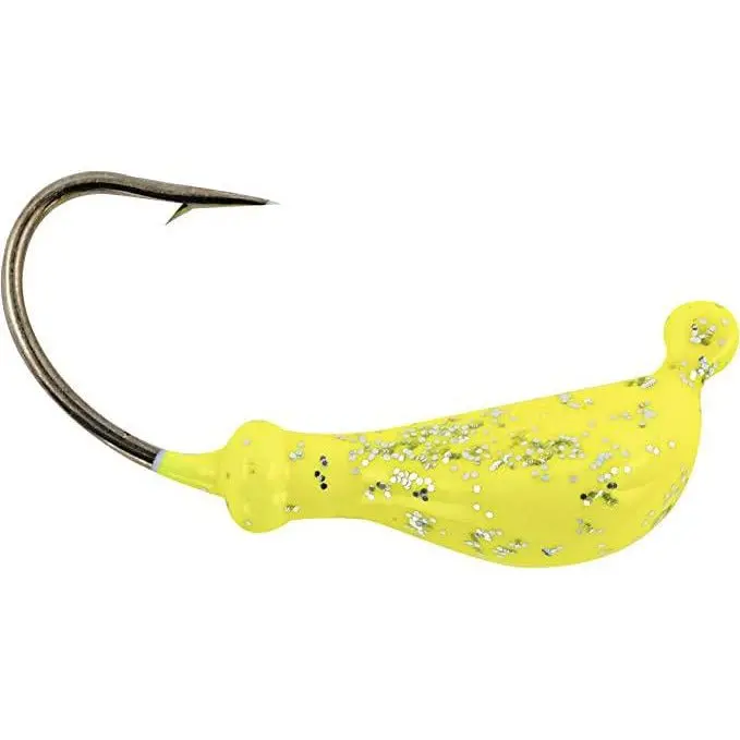 Hurricane Banana Jig Heads – 1/2 Oz, 5/0 Hook, Chartreuse, 4-Pack 1