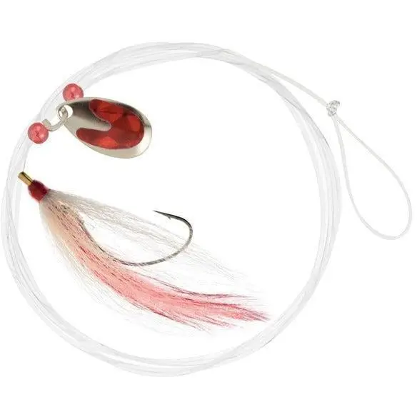Hurricane Fluke Rig Combo – Spinner & Bucktail Assembly, 1/0 Hook, White (60-Lb Test) 1