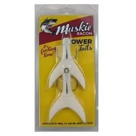 Inhaler Musky Bacon Power Tail – Large, 3/0 Hook, White, 2-Pack 1