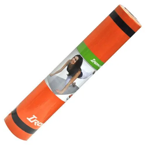 Iron Body 6Mm Yoga Mat With Carrying Strap – Orange/Grey Design 1