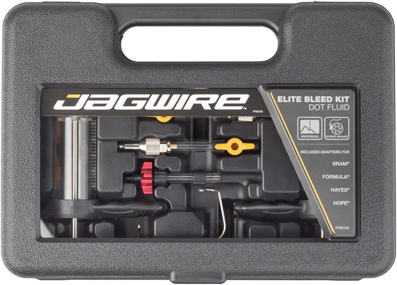 Jagwire Elite Dot Brake Bleed Kit – Universal Sram, Avid, Hayes, Hope, And Formula-Compatible System With Adapters 1