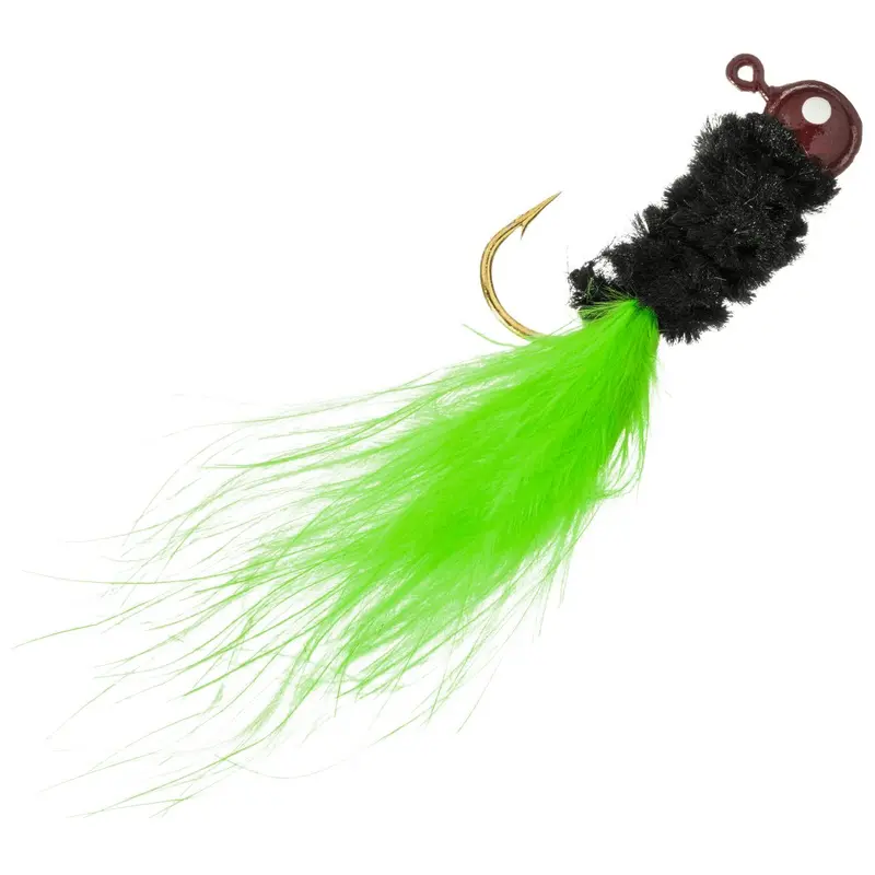 Johnson Beetle Spin Marabou Jig (1/16 Oz, Red/Black/Chartreuse) – 10-Pack Classic Spinner Jig 1