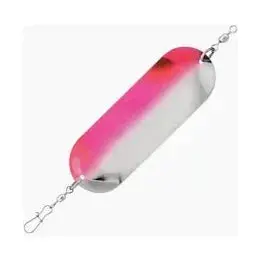 Luhr Jensen Trout Dodger – 3-15/16 Inch Chrome-Pink Flashing Leader 1