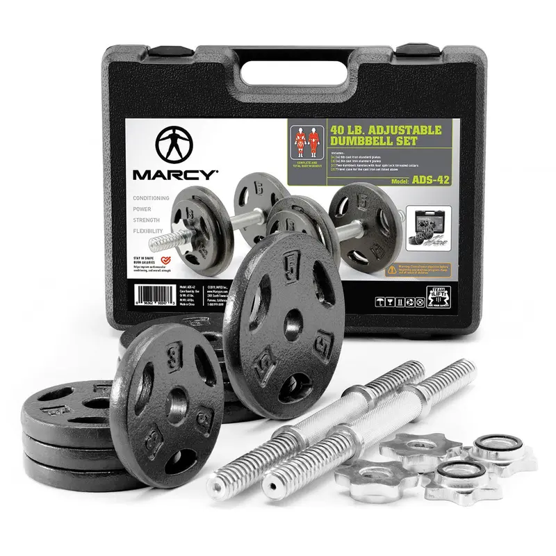 Marcy Ads-42 40-Lb Iron Adjustable Dumbbell Set With Carry Case 1