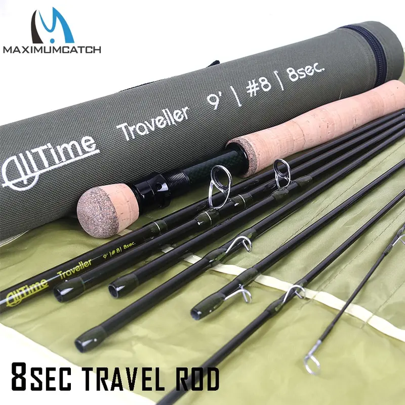 Maximumcatch 8-Section Travel Fly Rod – Pure 30T Carbon Fiber, Moderate-Fast Action, 4/5/8Wt, Includes 43Cm Cordura Tube 1