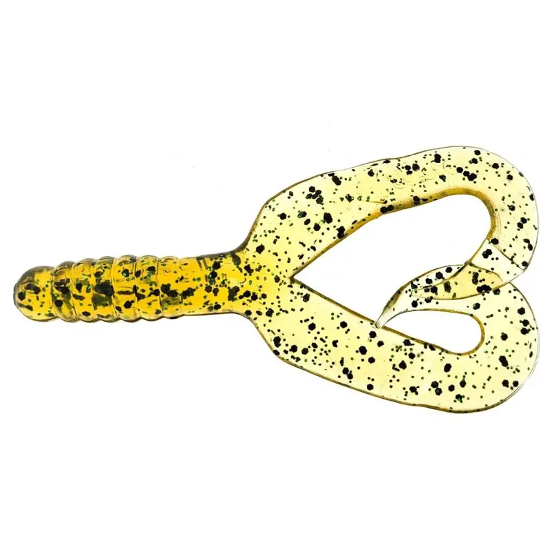 Mister Twister Double Tail Grub, 4-Inch, 10-Pack – Pumpkin Green Flake 1