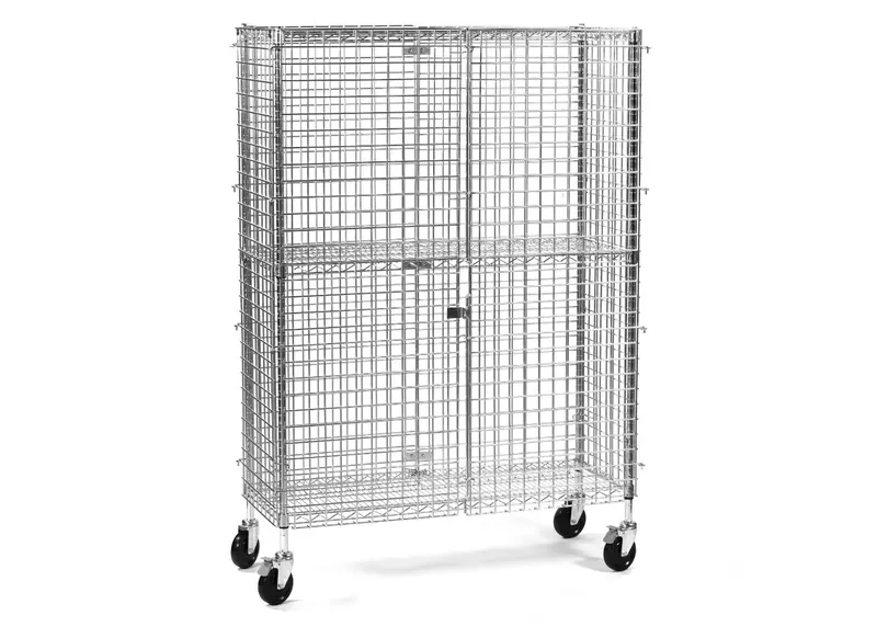 Mobile Three-Tier Wire Mesh Cage Locker System 1