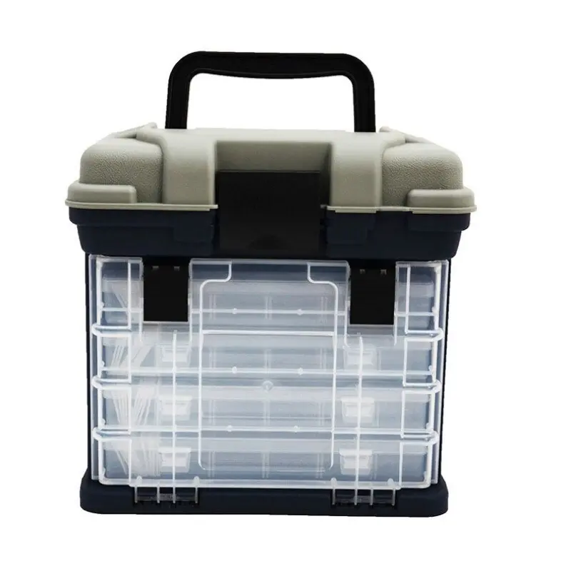 Multi-Compartment Abs Fishing Gear Storage Box – 27X17X26Cm Portable Tackle Organizer With Lift-And-Carry Design 1