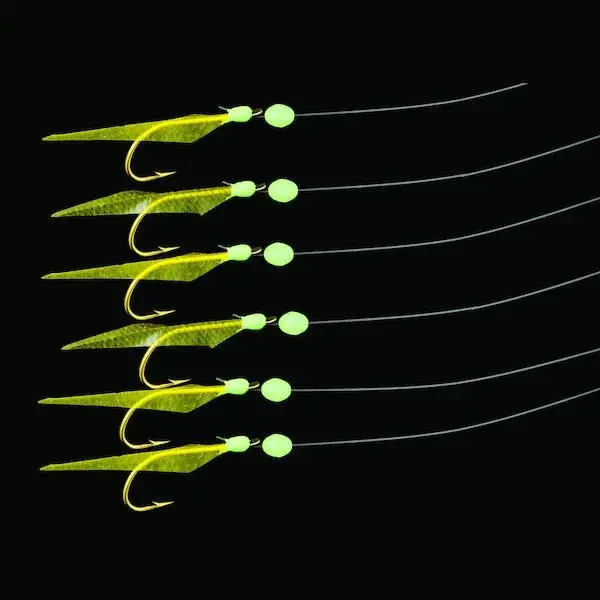 Mustad Gold Fish Skin Sabiki Rig – Natural-Looking Bait Rig (5-Pack) 1