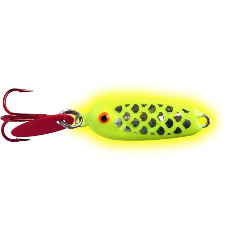 Neon Lites Glass Rat'Lr Hammer Spoon – 1/4 Oz Glow Chartreuse Fishing Jig 1