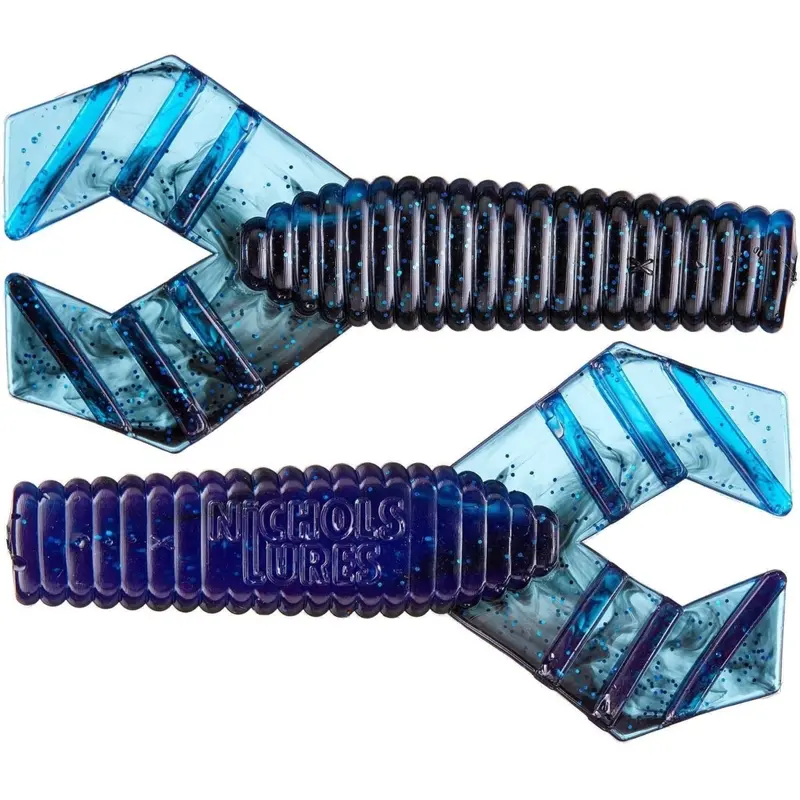 Nichols Trailblazer Double Tail Grub – 4-Inch Black-Blue, Pack Of 8 1