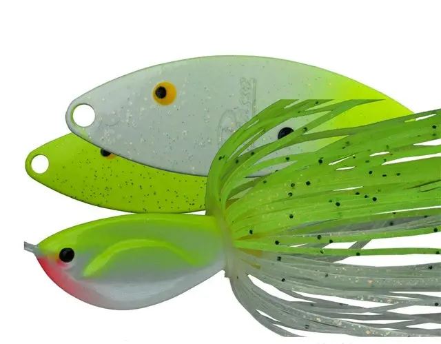 Painted Double Willow Spinnerbait – Orange Crystalina Chartreuse Blend 1