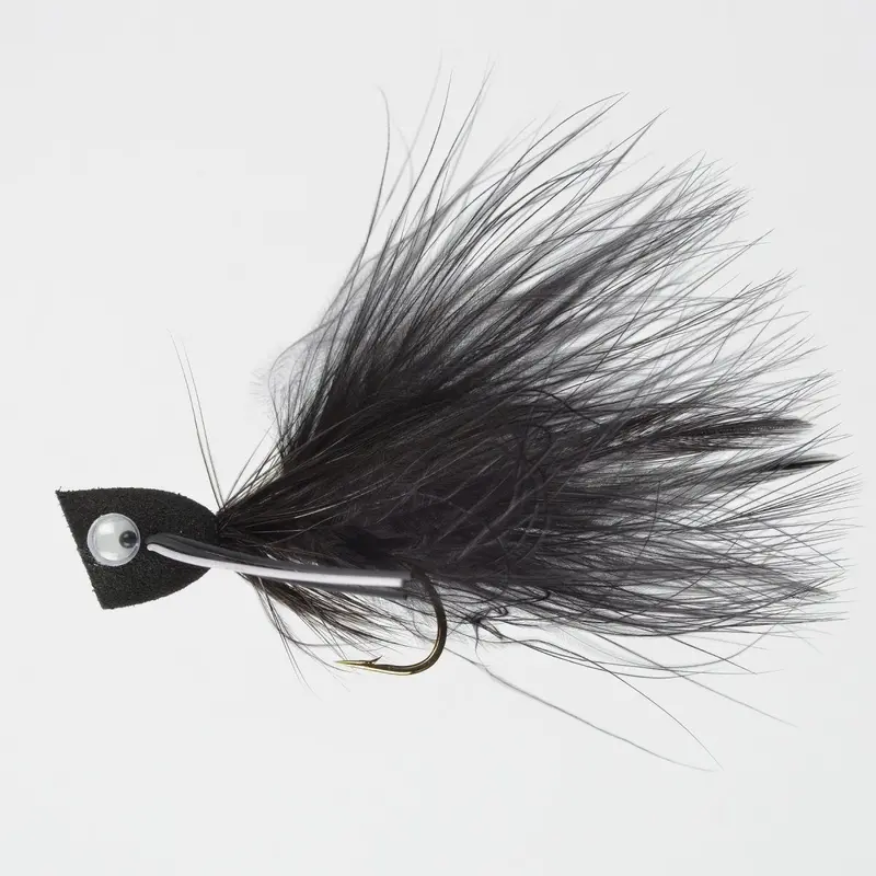 Perfect Hatch Bass Popper Topwater Fly – #6, Black 1