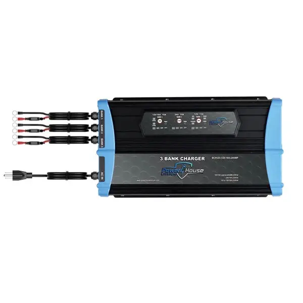 Powerhouse Lithium 3-Bank Waterproof Charger: 12V / (12V Or 16V) / 24V Output 1