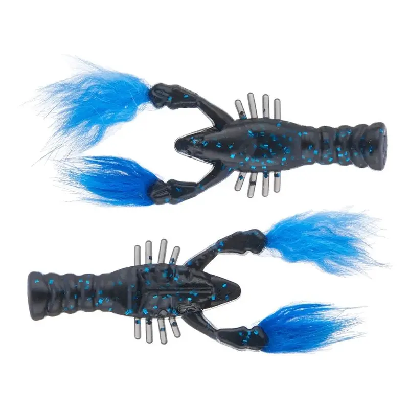 Rabid Baits Craw – 3-Inch Black/Blue Compact Crawfish Lure, 4-Pack 1
