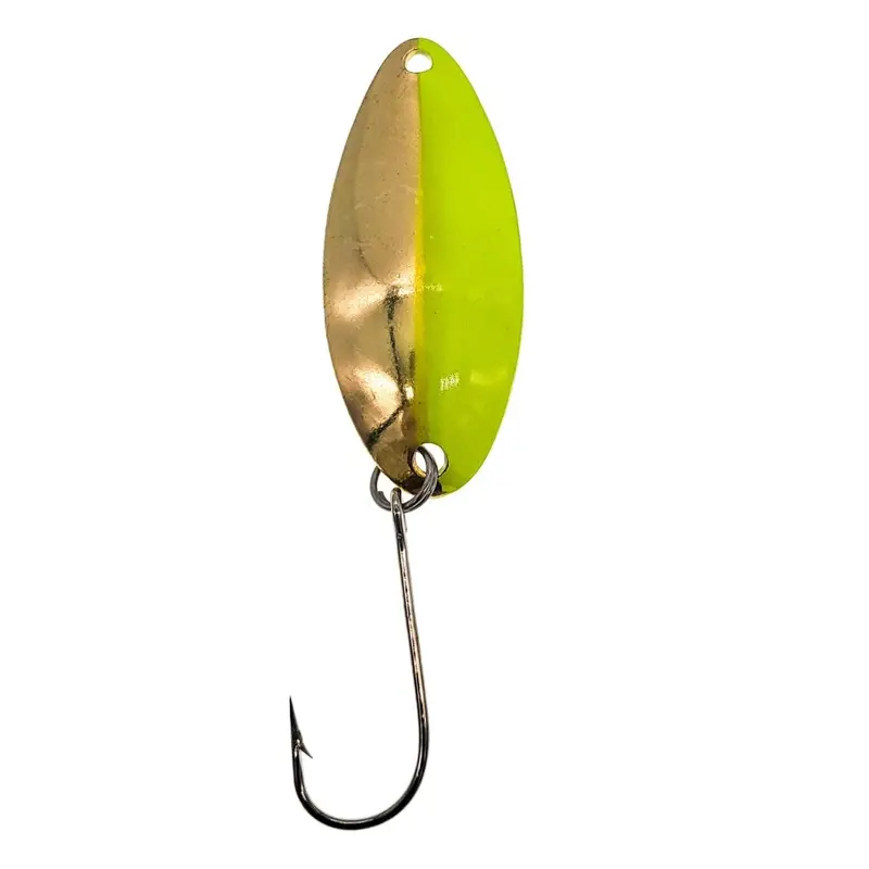 Rainbow Plastics Lil' Lightning Spoon – 1/2 Oz, Chartreuse-Gold, Single Hook Casting/Trolling Lure 1