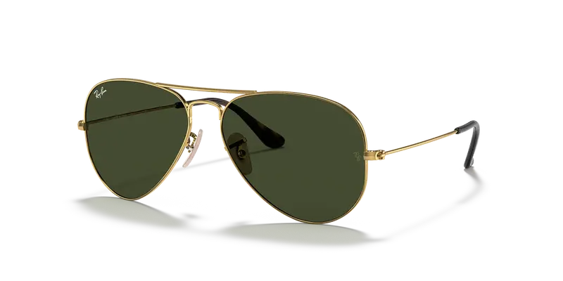 Ray-Ban Aviator Sunglasses – Polished Gold Frame With G-15 Green Lenses 1