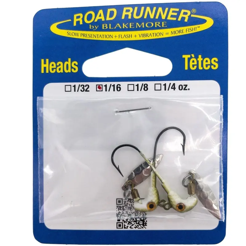 Road Runner Classic Jig Head – 1/16 Oz Pumpkin White, 2-Pack 1