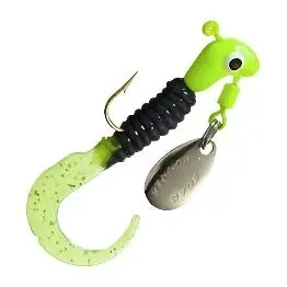 Road Runner Curly Tail Jig, 1/16 Oz, 2-Pack – Black & Chartreuse 1