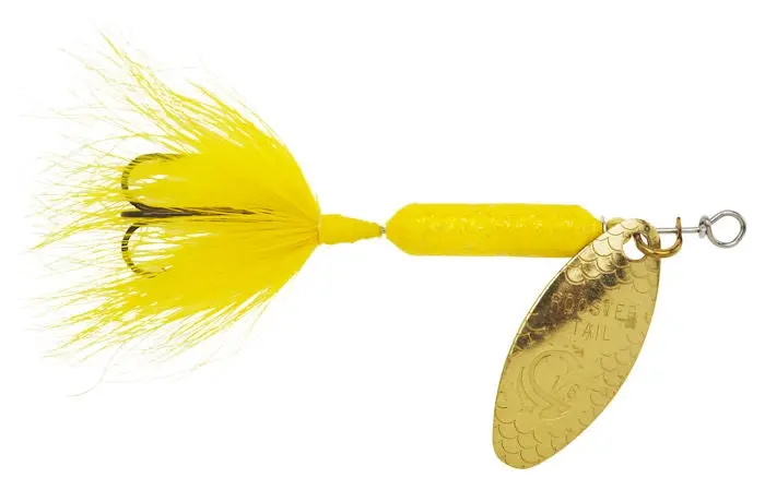 Rooster Tail Spinnerbait – Glitter Yellow Finish 1