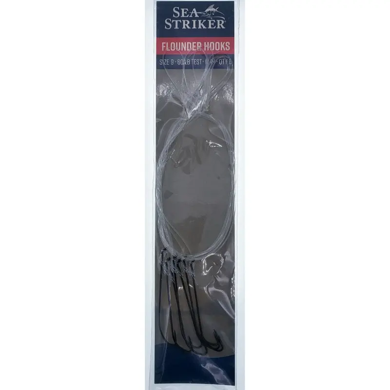 Sea Striker Flounder Snelled Hooks – 12" | Size 9 | 60 Lb Test (6-Pack) 1