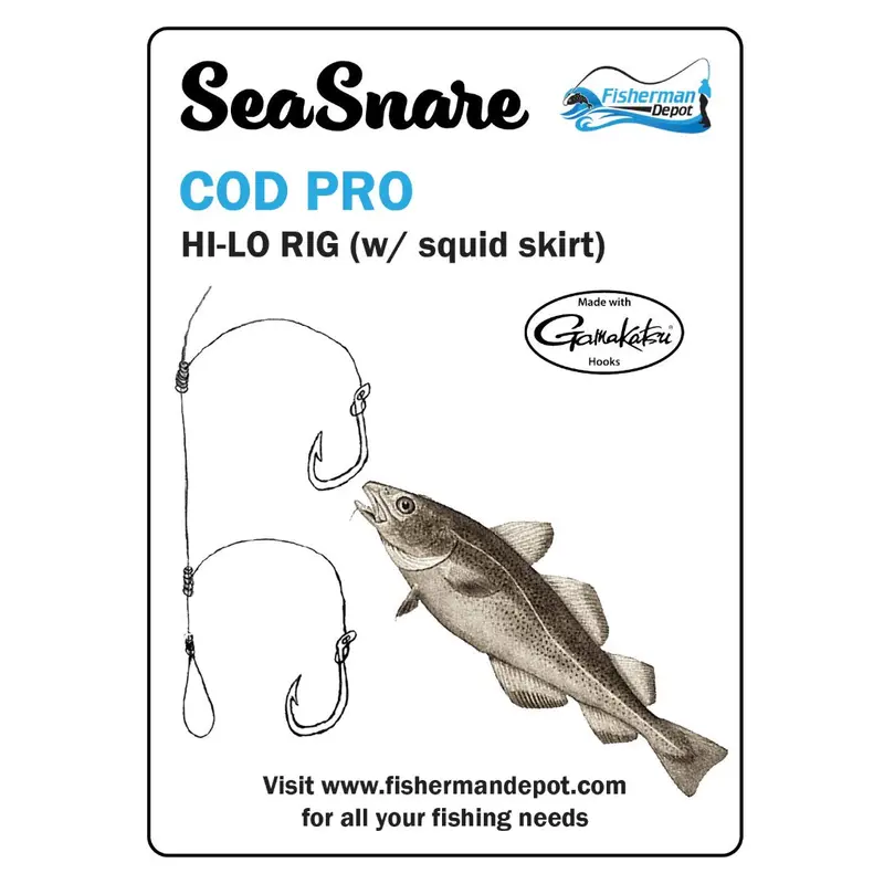 Seasnare Cod Pro Hi-Lo Rig With Squid Skirt For Deep-Sea Bottom Fishing 1