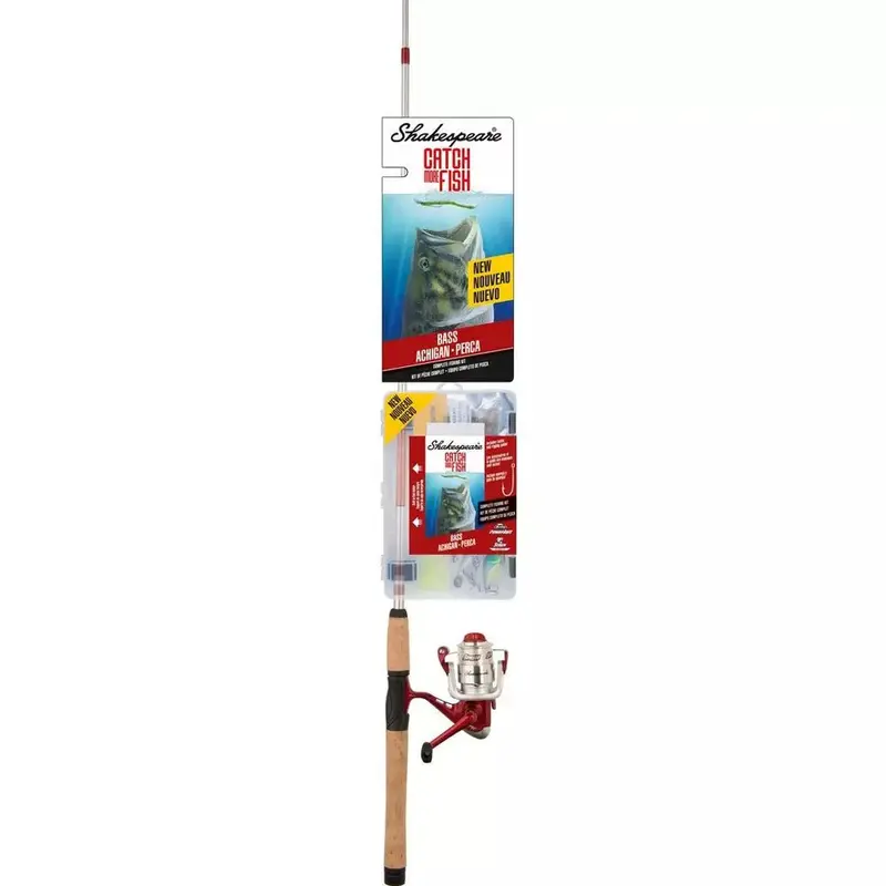 Shakespeare Catch More Fish Bass Spinning Combo – 6'6" Medium, 2-Piece With Tackle Storage 1