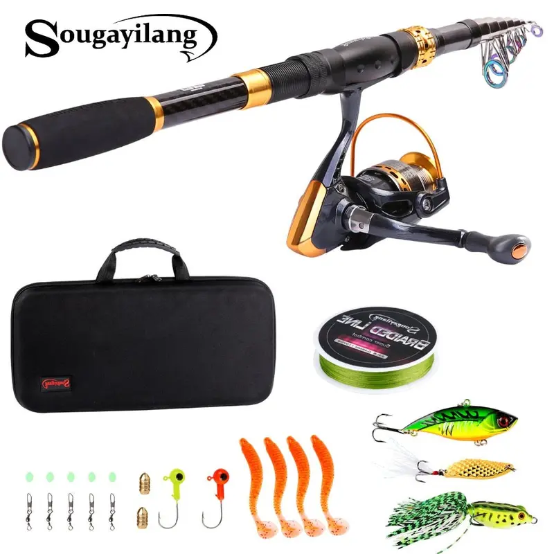 Sougayilang Telescopic Fishing Combo – 1.8–2.4M Portable Spinning Rod With Reel, Line & Tackle Bag 1