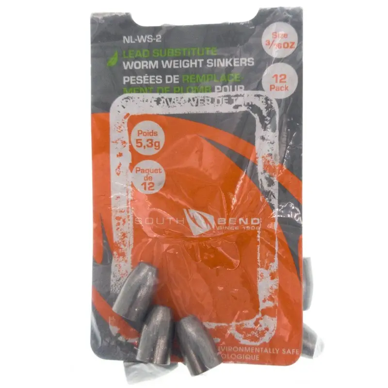 South Bend Non-Toxic Worm Weights – 3/16 Oz, Bulk Pack (22 Pcs) 1