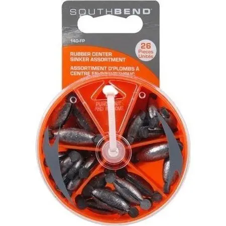 South Bend Rubber-Center Sinker Kit – 26-Piece Variety Pack 1