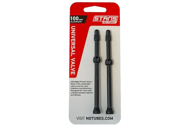 Stan’S Notubes Alloy Valve Stems – 100 Mm Length, Black Pair 1