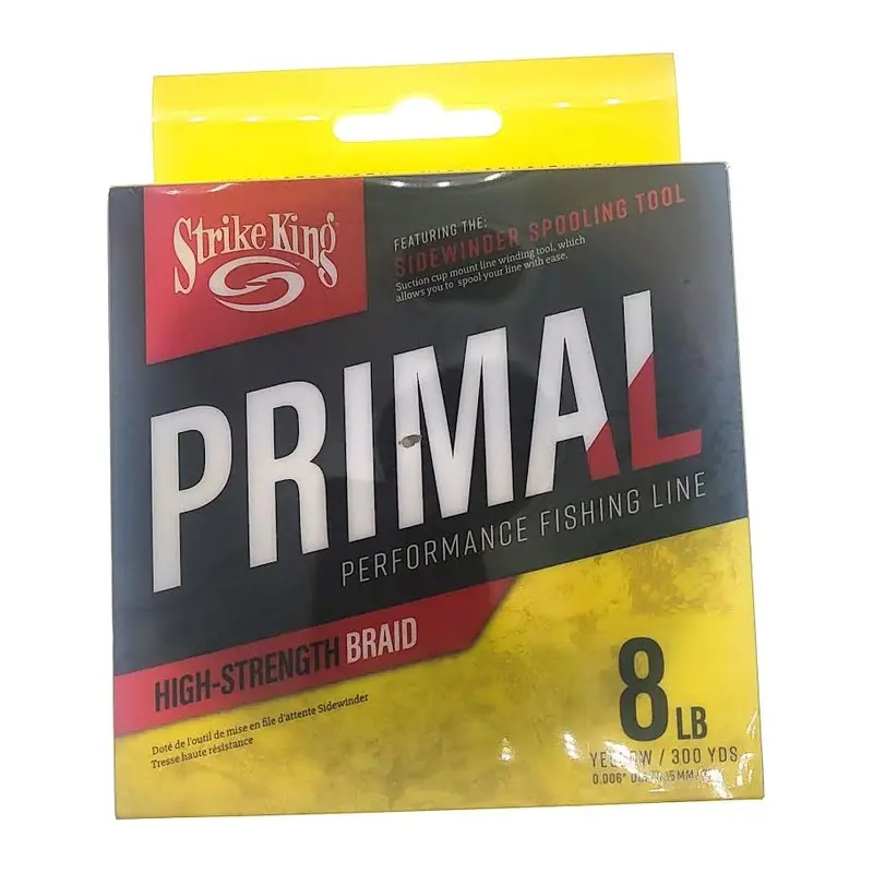 Strike King Primal Braided Fishing Line – 300-Yard Spool, 30-Lb Test, High-Visibility Yellow 1