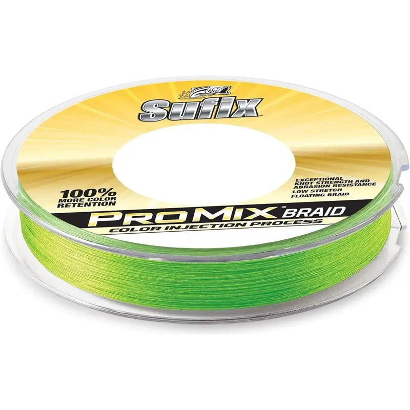 Sufix Promix Braided Fishing Line – 150-Yard Spool, Neon Lime Color 1