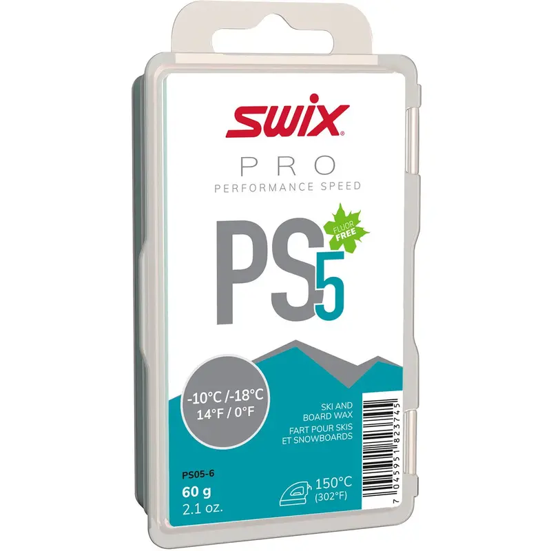 Swix Ps5 Turquoise Cold-Weather Ski Wax – 60G, 14°F To 0°F 1