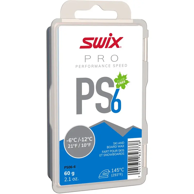 Swix Ps6 Blue Temperature-Specific Ski Wax (60G, -6°C To -12°C) 1