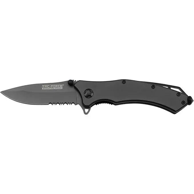 Tac-Force Tf-820Gy Serrated Spring-Assisted Knife – 3.25-Inch Grey With Liner Lock 1