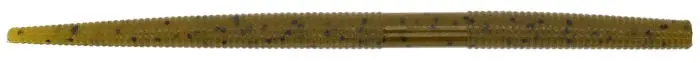 Thin Senko Worm – Green Pumpkin With Black Flake 1