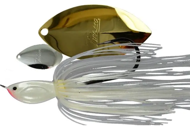 Thunder Willow Spinnerbait – White Pearl Finish With Nickel & Gold Blades