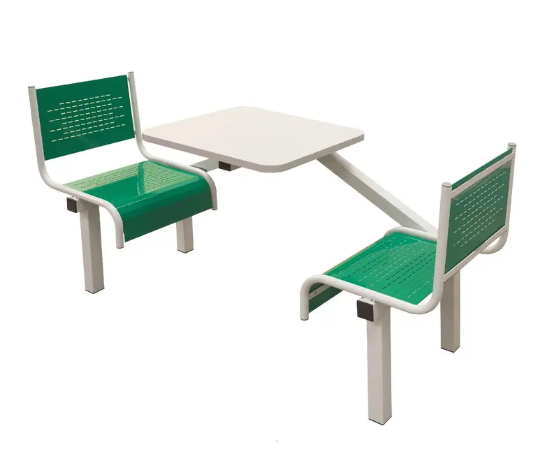 Two-Seat Steel-Frame Canteen Table With Integrated Metal Seating 1