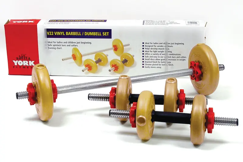 V22 Vinyl-Coated Barbell And Dumbbell Plate Set 1