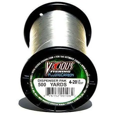 Vicious 100% Fluorocarbon Line – 500-Yard Spool, Ultra-Transparent 1