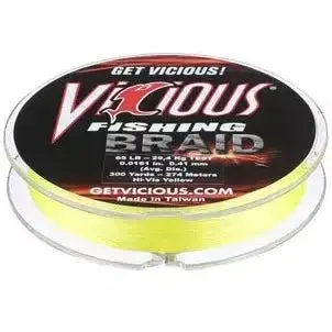 Vicious Fishing Braided Line – Hi-Vis Yellow, 20 Lb Test, 150 Yards 1