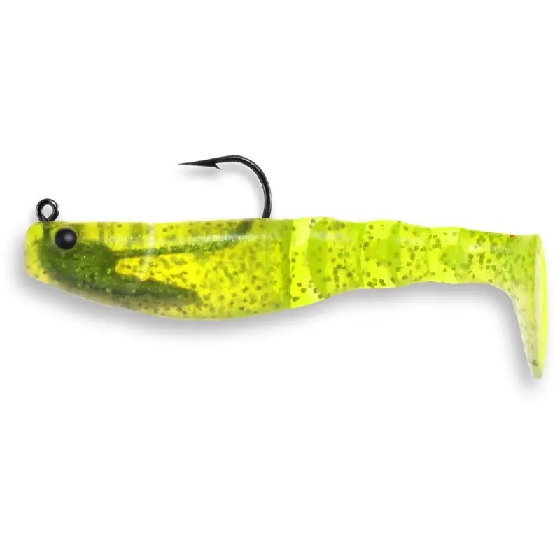 Vudu Egret Mambo Mullet Fishing Rig – 1/4 Oz, 3.5-Inch Chartreuse/Silver Flake – Pack Of 2 1