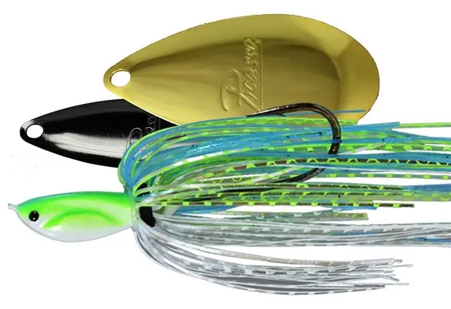 W/I Inviz-Wire Spinnerbait – Chartreuse/Blue/White With Nickel & Gold Blades 1