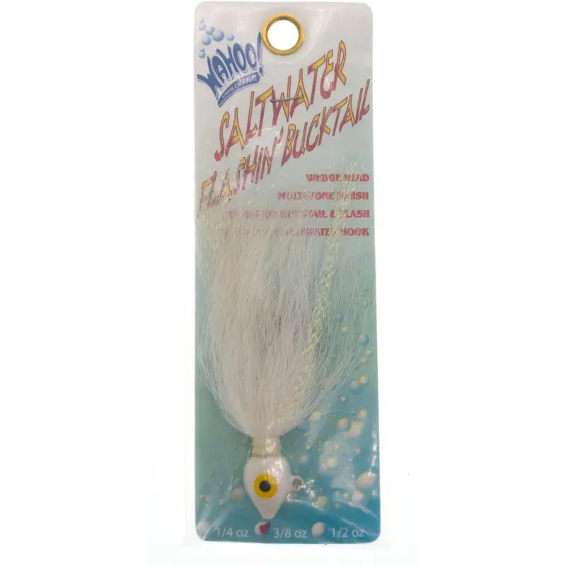 Wahoo Flashin’ Bucktail – 3/8-Ounce White Saltwater Jig 1