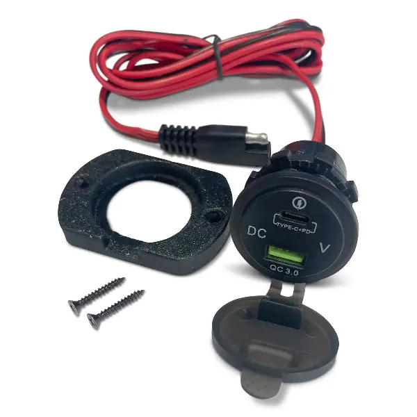 Yak Power Dual Usb-C & Usb Qc3.0 Charging Port With Built-In Voltmeter 1